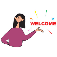 vector illustration design of people giving a welcome greeting