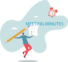 Naklejka premium Meeting minutes, lecture summary or meeting conclusion document,about a man and his life.