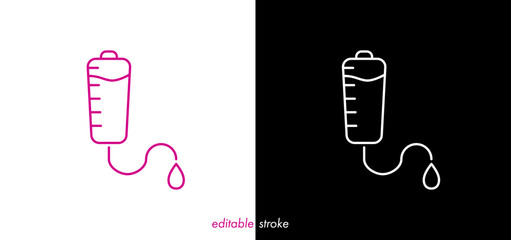 Editable stroke perfusion, perfuse, medicines, drugs. Abstract line art medicine, blood supply icon set to use for health industry, cardiology, medical care, hospital, health science projects. 