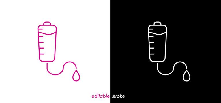 Editable stroke perfusion, perfuse, medicines, drugs. Abstract line art medicine, blood supply icon set to use for health industry, cardiology, medical care, hospital, health science projects. 