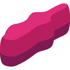 Abstract organic shape in deep pink and purple gradient tones with subtle shadow effect isolated on transparent background