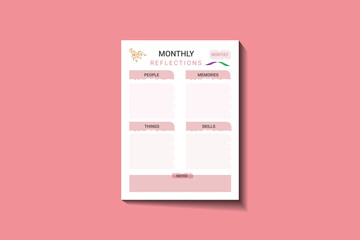 Hand drawn monthly planner calendar template