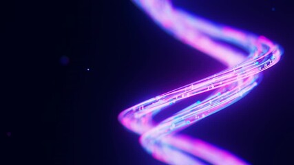 Big data light speed flow by double helix. DNA digital data stream of quantum computing. Cyberspace of neural network helix. Modern tech information transmission. - Powered by Adobe