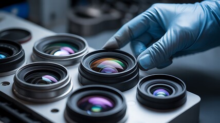 Quality control of photographic lenses with gloved hand inspection process