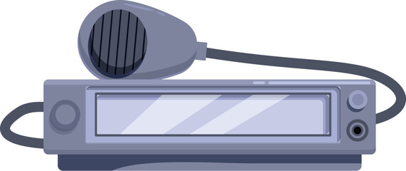 Gray police radio transceiver with attached microphone, designed for clear communication in law enforcement operations