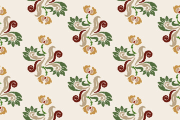 Ethnic ikat seamless pattern in tribal. Aztec geometric ethnic ornament print. Ikat pattern style. Design for background, wallpaper, illustration, fabric, clothing, carpet, textile, batik, embroidery.