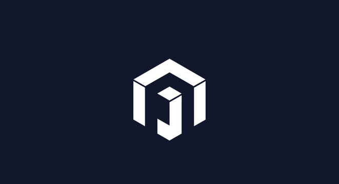A white geometric symbol, likely a logo, against a dark blue background