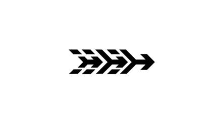 A sleek, modern arrow composed of repeating geometric elements pointing rightward, minimalist
