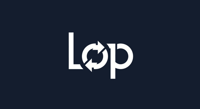 A white "Lop" text logo on a navy background with arrows integrated into the "o.