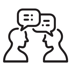 Two people talking with speech bubbles isolated on white background communication and discussion between two individuals