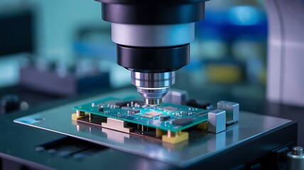 High tech electronic printed circuit board analysis with microscope device