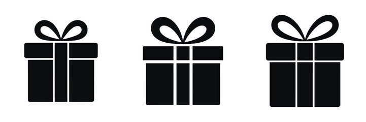 Christmas Gift Box Silhouette Vector Set – Festive Holiday Presents with Ribbon and Bow, Elegant Winter Celebration Illustration for Christmas Decoration, Greeting Cards, and Seasonal Design