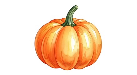 Obraz premium Watercolor pumpkin illustration with luminous highlights and delicate shading for autumn season