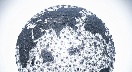 Wireframe globe of Earth with connecting lines and dots, focused on Asia