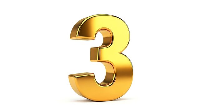 Spectacular gold numeric character three embodying elegance and precision in design