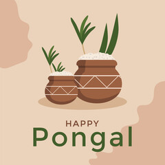 India celebration Pongal poster. Indian ethnic greeting card. Vector illustration