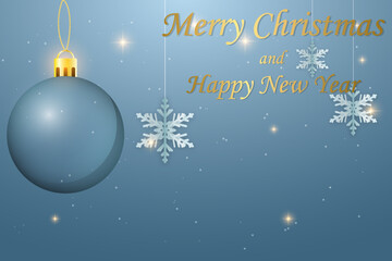 Christmas card with a Christmas ball and snowflakes. Vector. EPS 10.