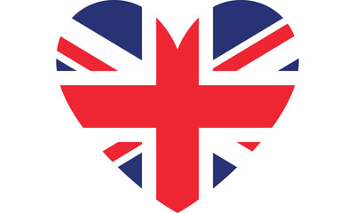 united kingdom national flag heart shape isolated