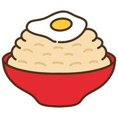 Illustration of Rice Bowl with Fried Egg
