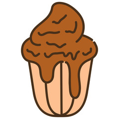 Illustration of a Brown Frosted Cupcake