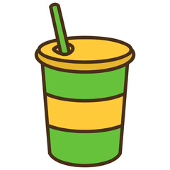 Illustration of a Green and Yellow Drink Cup