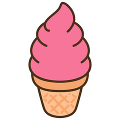 Pink Ice Cream Cone Illustration