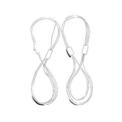 Fototapeta premium Two identical looped cords with adjustable sliders displayed side by side in a white background space