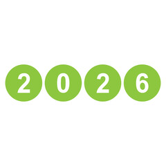 Green circles with the year 2026 isolated on transparent background