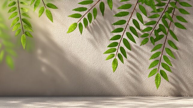 Translucent leaf shadows in sunlight over soft background nature scene capturing elegant transparency and leaf texture