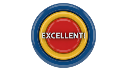 Achieve peak performance with this stunning 'Excellent!' award button symbolizing success, achievement, and top ratings for business and recognition