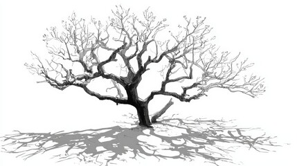 Dramatic shadows of isolated tree branches with sunlight on leafy background high-quality texture and contrast