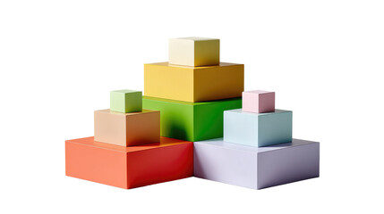 Obraz premium Colorful Cubes Composition: A vibrant arrangement of colorful cubes, arranged in a visually captivating and balanced design, evokes a sense of modern art and creativity. 