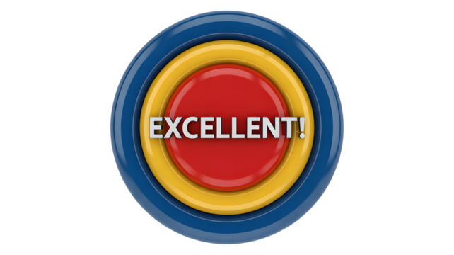 Achieve peak performance with this stunning 'Excellent!' award button symbolizing success, achievement, and top ratings for business and recognition
