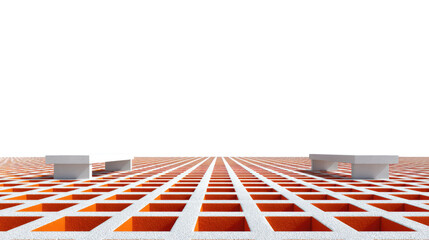 Geometric Architecture: An eye-level shot captures a modern architectural marvel with a repetitive grid pattern, showcasing the clean lines and geometric precision.  