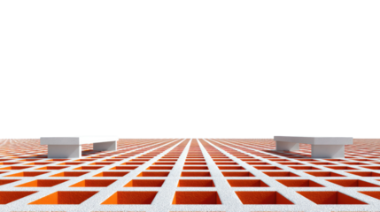 Geometric Architecture: An eye-level shot captures a modern architectural marvel with a repetitive grid pattern, showcasing the clean lines and geometric precision.  