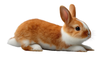 Adorable Bunny's Profile: A charming, fluffy bunny with soft fur and alert ears sits in profile, showcasing its sweet, innocent face and captivating expression.