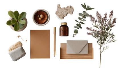 Eco-Friendly Still Life: An aesthetically pleasing composition of natural elements, highlighting sustainable practices, minimalist design, and an organic lifestyle.