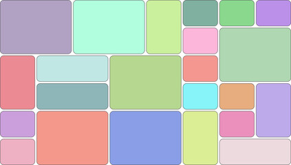 Abstract mosaic of rounded squares in pastel colors