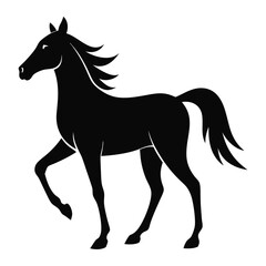 Elegant Running Horse Silhouette Design Illustration