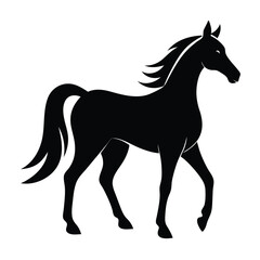Elegant Running Horse Silhouette Design Illustration