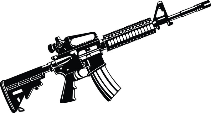 Powerful AR-15 rifle, symbol of strength, precision engineering, and tactical readiness for security or gaming concepts