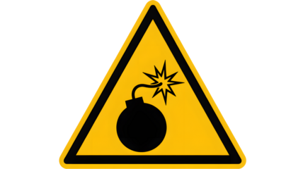 Urgent warning symbol of an explosive bomb, signaling danger and immediate risk of detonation for safety awareness