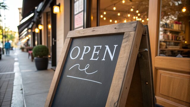 Business shop open sign sidewalk store cafe restaurant front