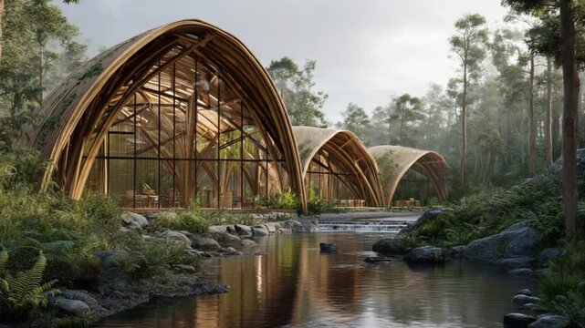 Sustainable sanctuary: Architectural marvel of a building, blending seamlessly with its natural surroundings.