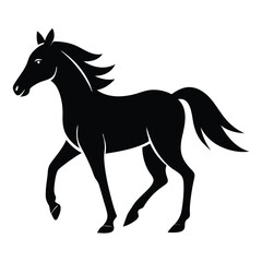 Elegant Running Horse Silhouette Design Illustration