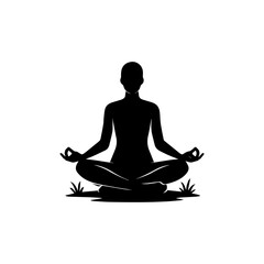 Person Meditating Silhouette Mindfulness and Relaxation Vector Art.