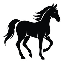 Elegant Running Horse Silhouette Design Illustration