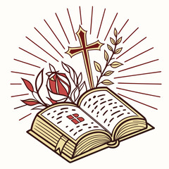Bible and cross on