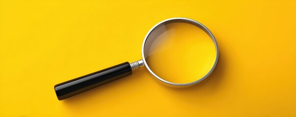 A magnifying glass on a bright yellow background, symbolizing investigation, clarity, and focus.
