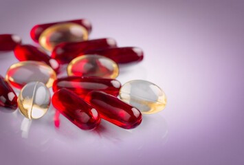 Prescription antibiotic pills capsules in bottle. Pharmacy industry.
